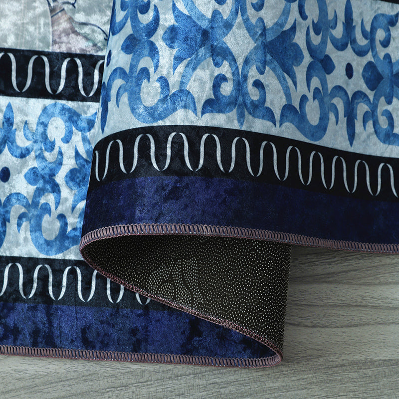 Glam European Style Rug Marble Surface Polyester Rug Non-Slip Backing Area Carpet for Home Decor