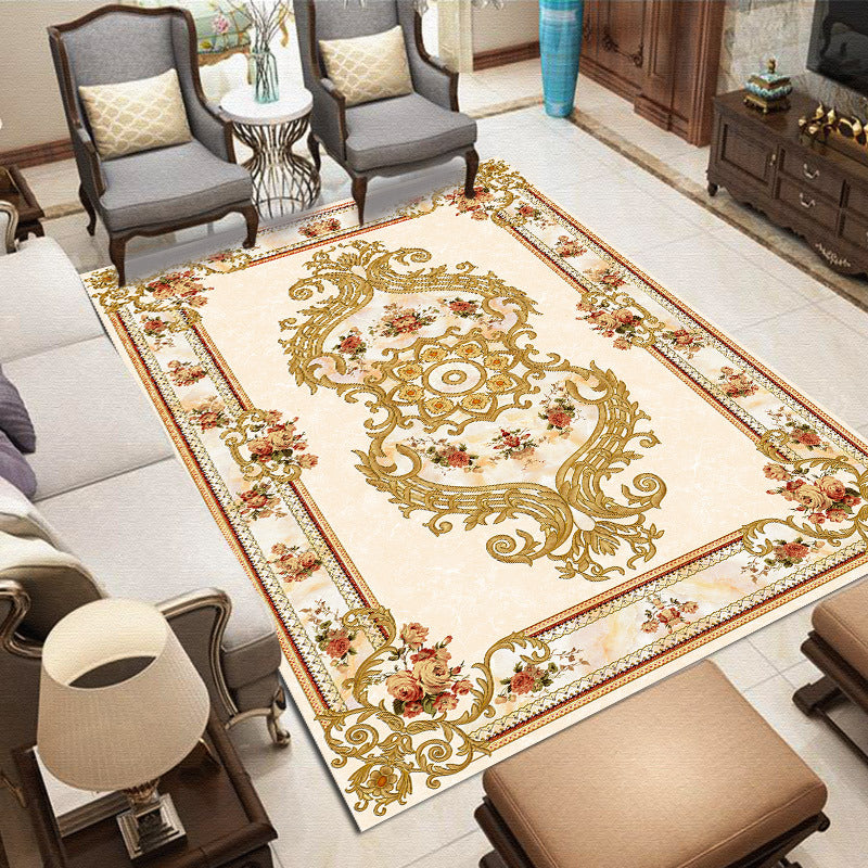 Modern Flower Print Rug Marble Surface Area Carpet Friendly Washable Carpet for Home Decoration