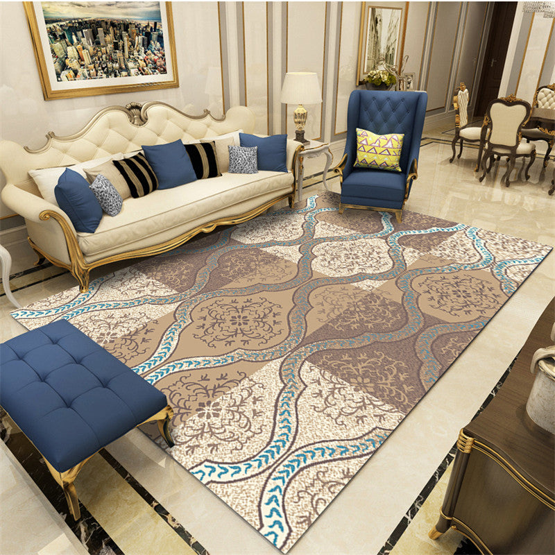 Shabby Chic Area Rug Traditional Flower Print Carpet Anti-Slip Backing Area Carpet for Living Room