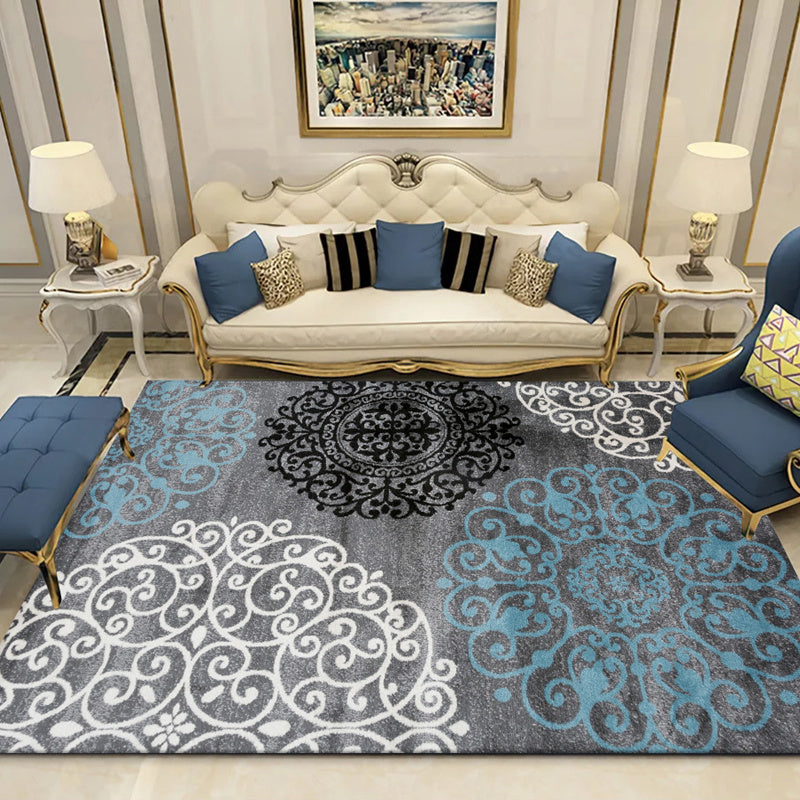 Shabby Chic Area Rug Traditional Flower Print Carpet Anti-Slip Backing Area Carpet for Living Room