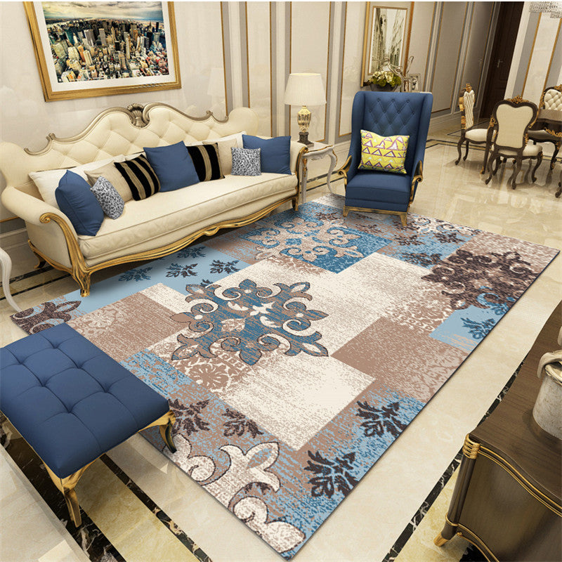 Shabby Chic Area Rug Traditional Flower Print Carpet Anti-Slip Backing Area Carpet for Living Room