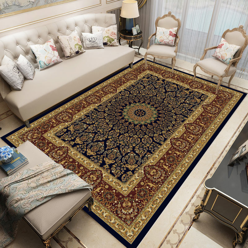 Distinctive Nostalgia Area Rug Victoria Floral Printed Rug Non-Slip Backing Carpet for Living Room