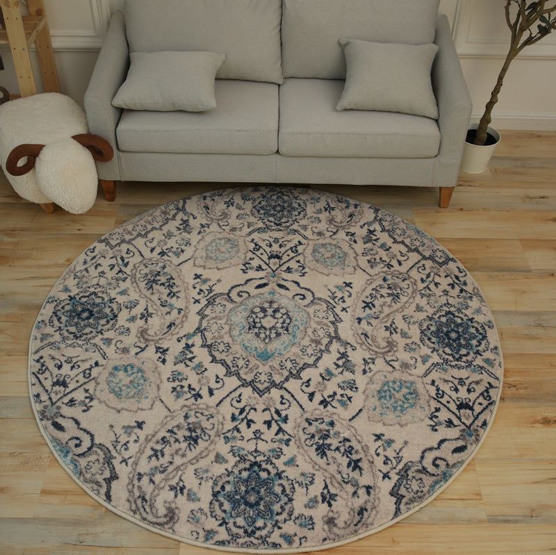 Weiß getünchter klassischer Teppich Blumen Design Rund Teppich Polypropylen waschbarer Teppich für Wohnzimmer