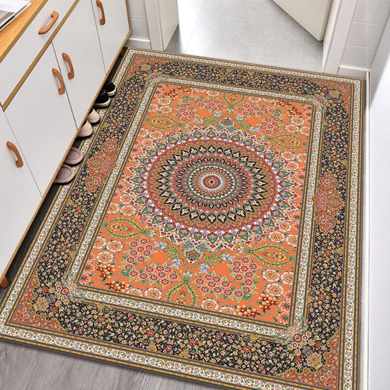 Traditional Home Decoration Carpet Symmetry Print Polyester Indoor Rug Stain Resistant Area Carpet