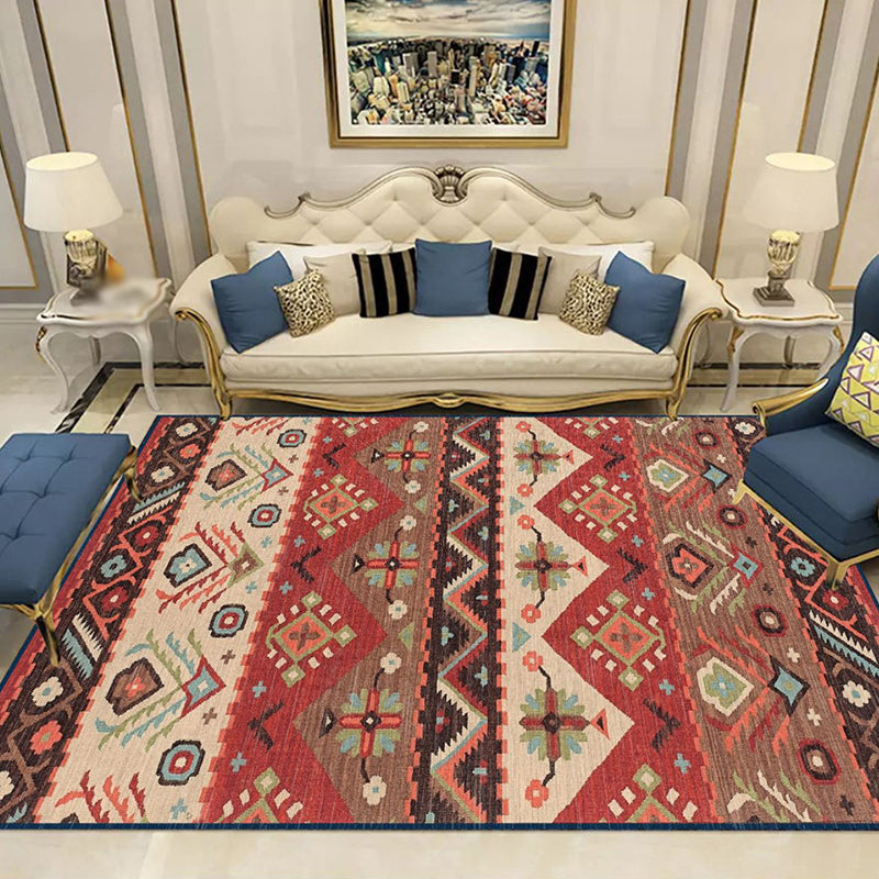 Navy Bohemian Area Carpet Polyester Medallion Indoor Rug Washable Carpet for Indoor Room