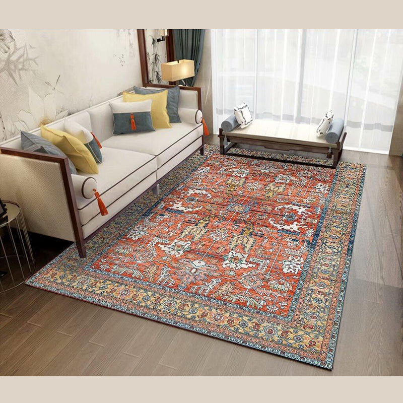 Vintage Indoor Room Area Rug Black Medallion Carpet Polyester Non-Split Area Carpet