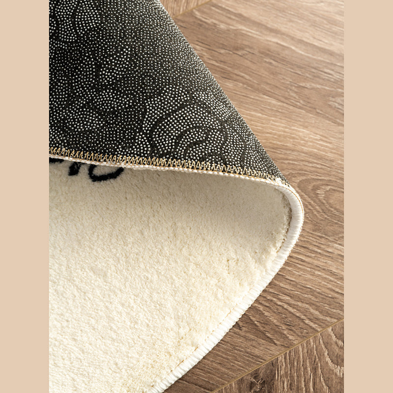 Vintage Indoor Room Area Rug Black Medallion Carpet Polyester Non-Split Area Carpet