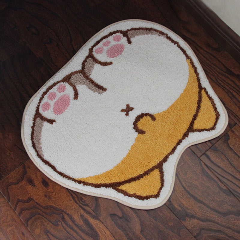 Fancy aniamal tapis jaune de chien jaune motif en polyester de la zone en polyester tapis sans glissement pour chambre à coucher