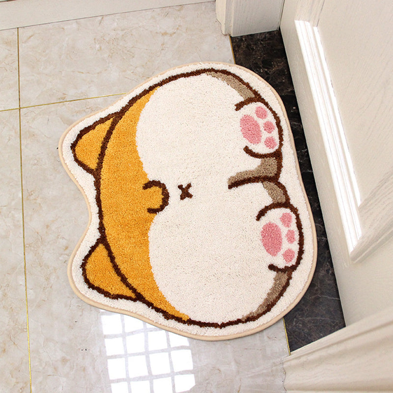 Fancy aniamal tapis jaune de chien jaune motif en polyester de la zone en polyester tapis sans glissement pour chambre à coucher