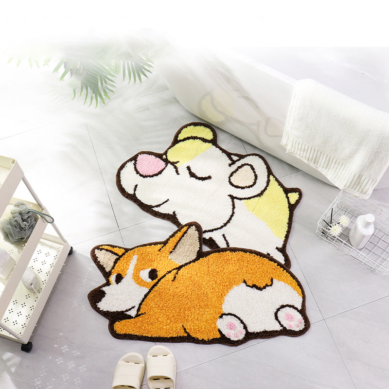 Yellow Bedroom Area Rug Animal Pattern Polyester Rug Washable Anti-Slip Rug