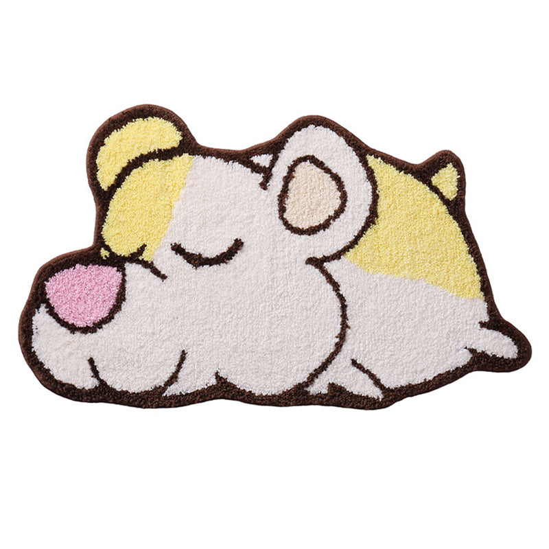 Yellow Bedroom Area Rug Animal Pattern Polyester Rug Washable Anti-Slip Rug