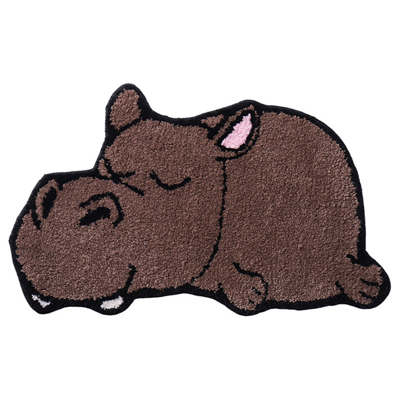 Yellow Bedroom Area Rug Animal Pattern Polyester Rug Washable Anti-Slip Rug