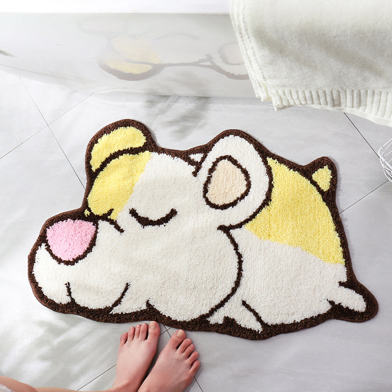 Yellow Bedroom Area Rug Animal Pattern Polyester Rug Washable Anti-Slip Rug