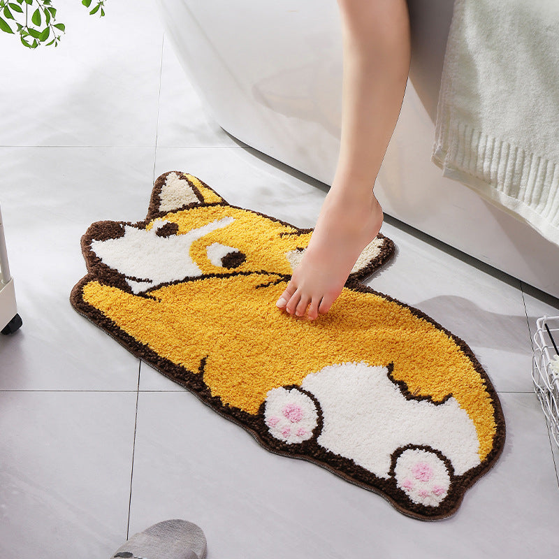 Yellow Bedroom Area Rug Animal Pattern Polyester Rug Washable Anti-Slip Rug