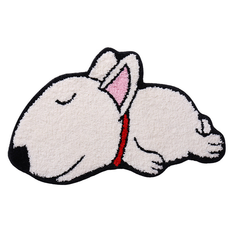 Yellow Bedroom Area Rug Animal Pattern Polyester Rug Washable Anti-Slip Rug