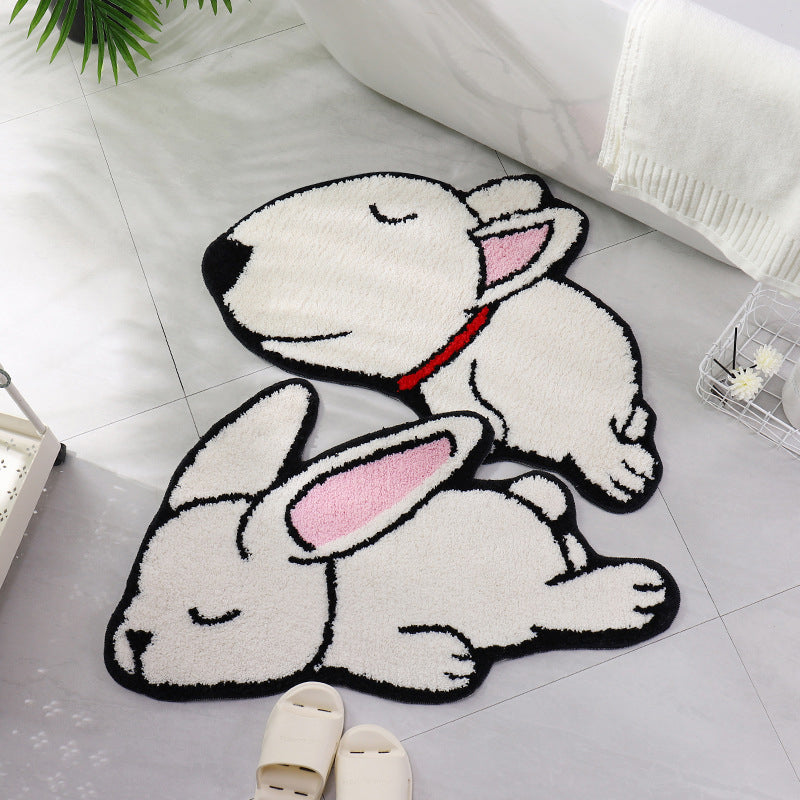 Yellow Bedroom Area Rug Animal Pattern Polyester Rug Washable Anti-Slip Rug