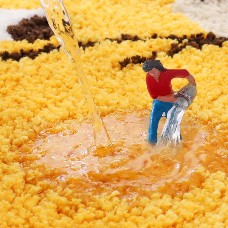 Yellow Bedroom Area Rug Animal Pattern Polyester Rug Washable Anti-Slip Rug