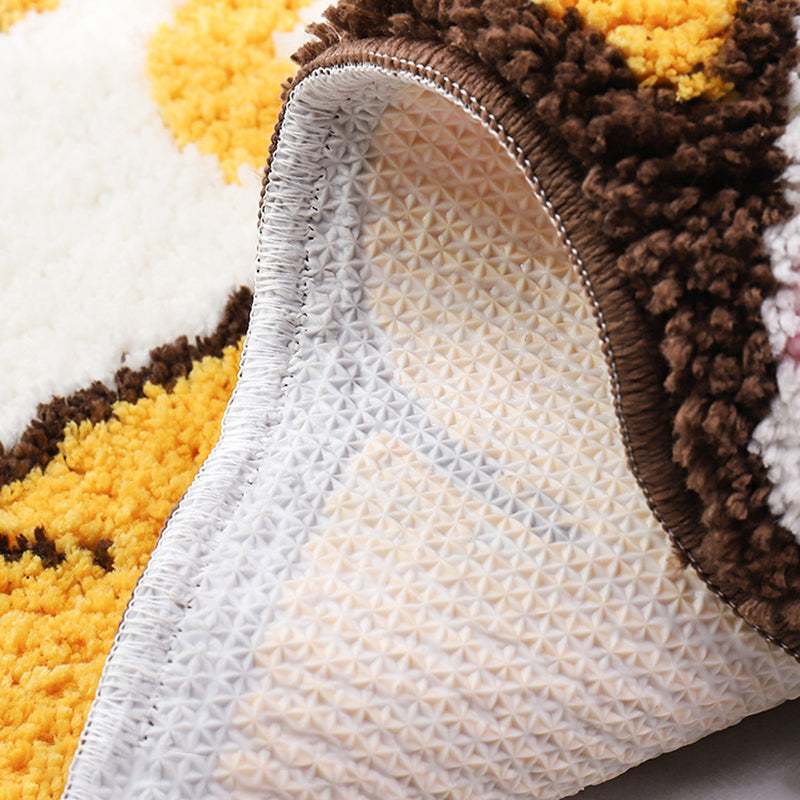 Yellow Bedroom Area Rug Animal Pattern Polyester Rug Washable Anti-Slip Rug