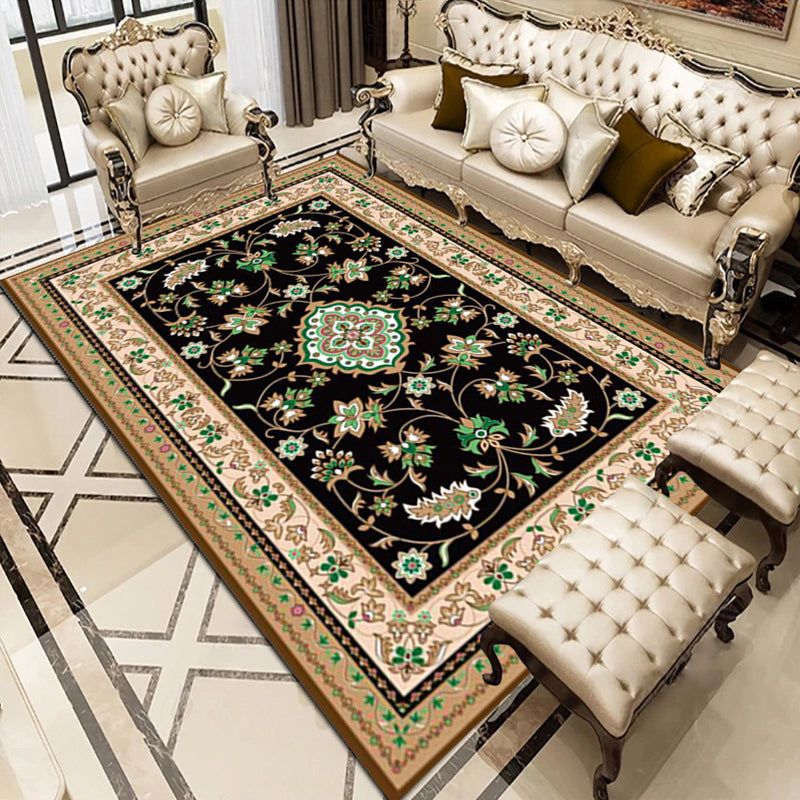 Classic Flower Print Rug European Style Indoor Carpet Washable Polyester Carpet for Home Decoration