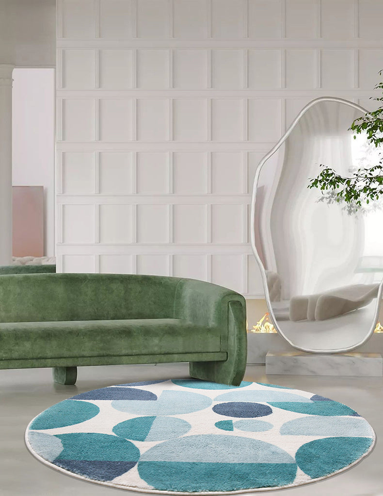 Contemporary Geometric Rug Green Polyester Indoor Carpet Washable Area Rug for Home Decor