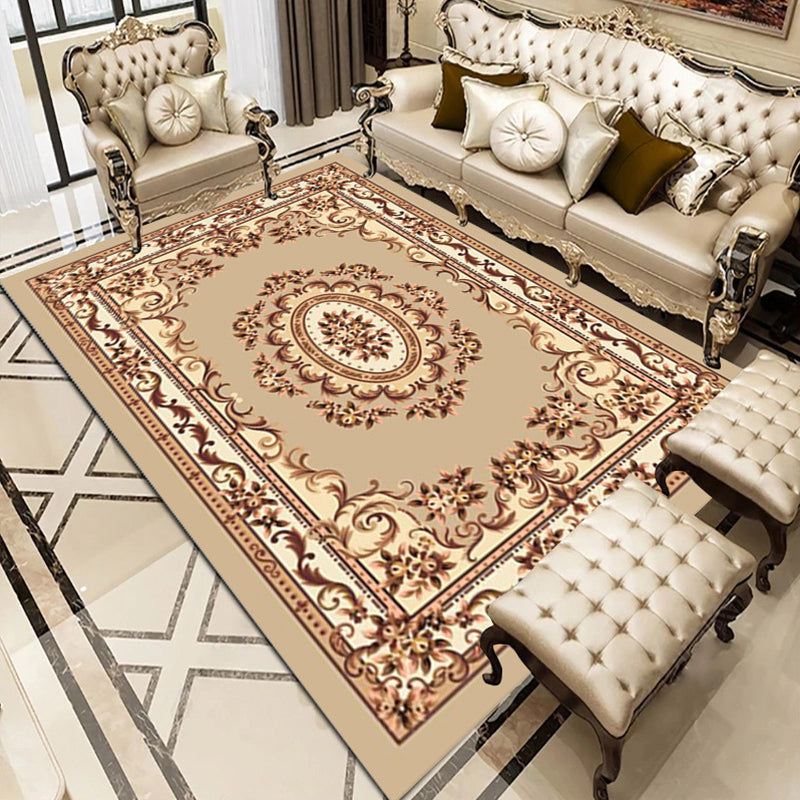 Funky Flower Print Rug European Style Carpet Polyester Stain Resistant Area Rug for Living Room