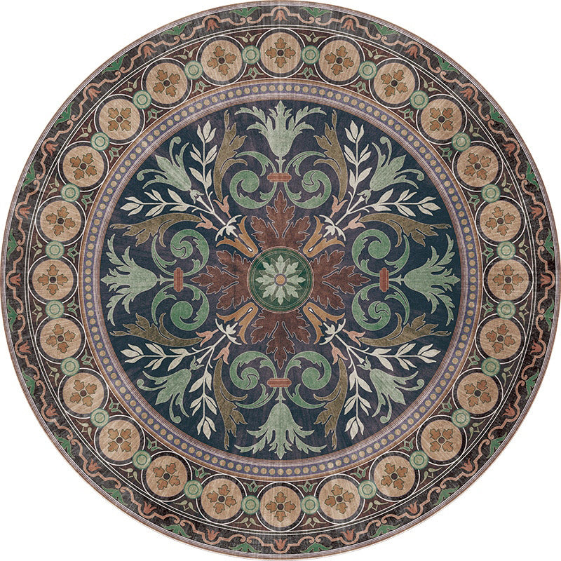 Red Living Room Area Carpet Shabby Chic Tribal Pattern Area Rug Non-Slip Backing Rug