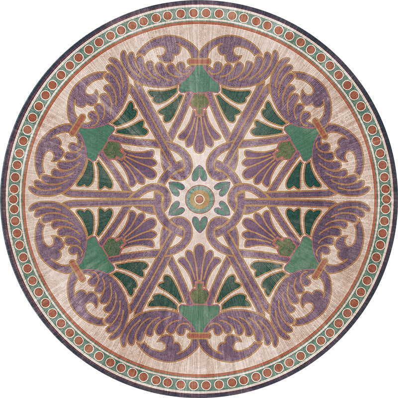 Red Living Room Area Carpet Shabby Chic Tribal Pattern Area Rug Non-Slip Backing Rug