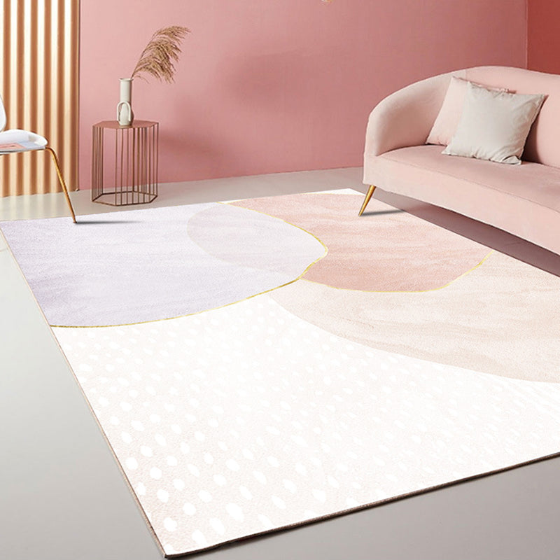 Gray Indoor Carpet Minimalist Geometric Area Rug Polyester Anti-Split Washable Rug