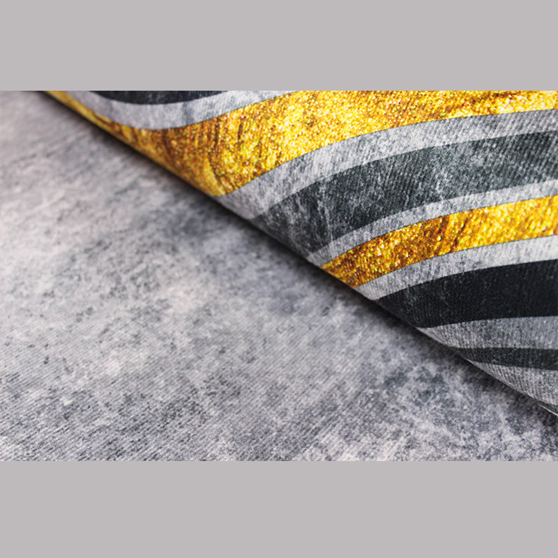 Gray Indoor Carpet Minimalist Geometric Area Rug Polyester Anti-Split Washable Rug