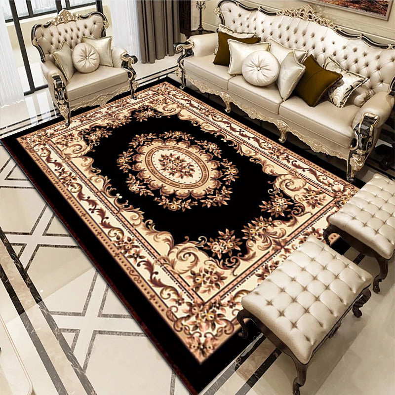 European Style Carpet Flower Printed Indoor Rug Polyester Stain Resistant Carpet for Living Room