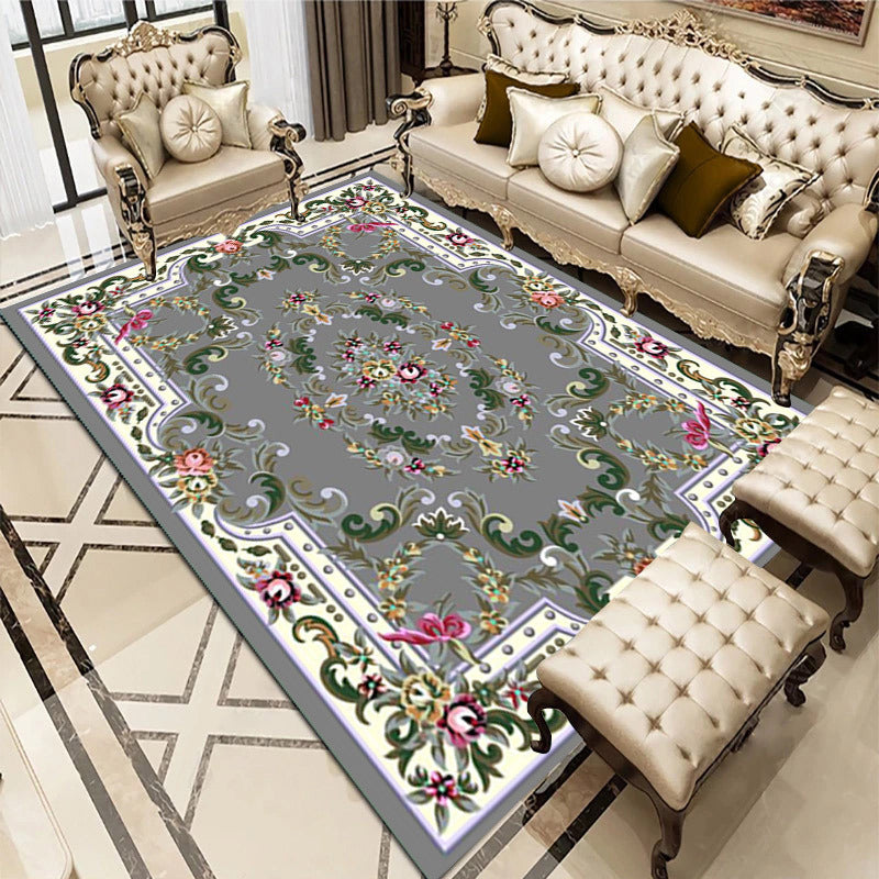 European Style Carpet Flower Printed Indoor Rug Polyester Stain Resistant Carpet for Living Room