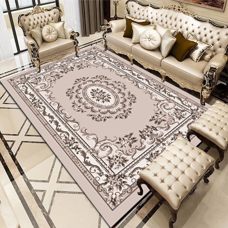 European Style Carpet Flower Printed Indoor Rug Polyester Stain Resistant Carpet for Living Room