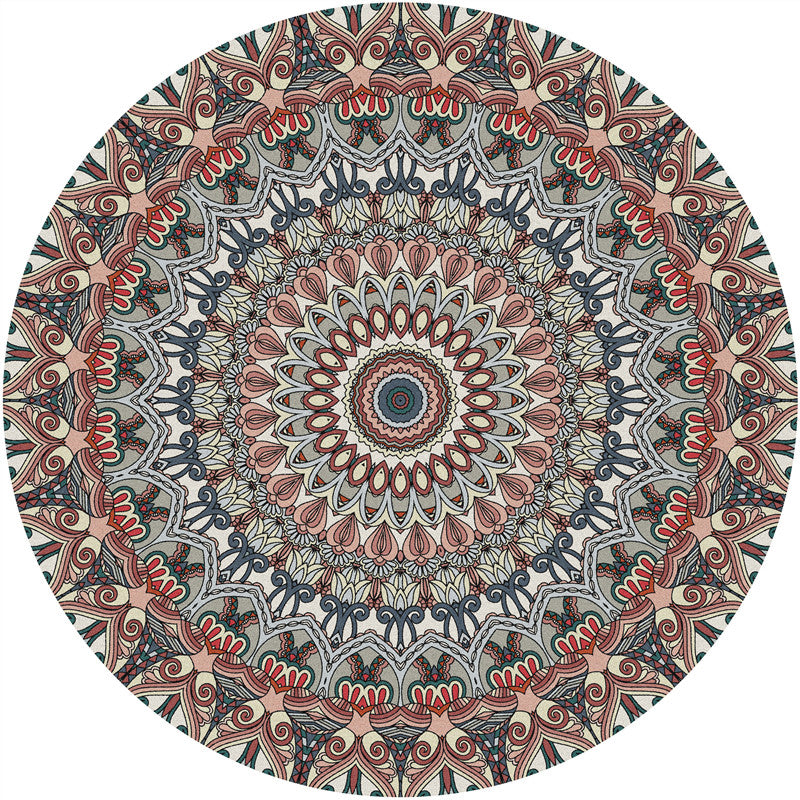 Brown Shabby Chic Rug Polyester Tribal Pattern Carpet Non-Slip Area Rug for Home Decor