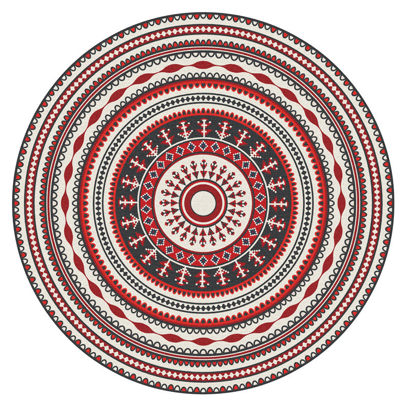 Brown Shabby Chic Rug Polyester Tribal Pattern Carpet Non-Slip Area Rug for Home Decor