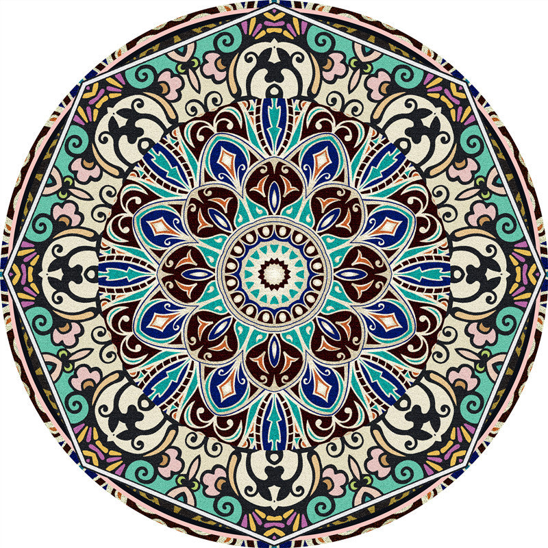 Brown Shabby Chic Rug Polyester Tribal Pattern Carpet Non-Slip Area Rug for Home Decor