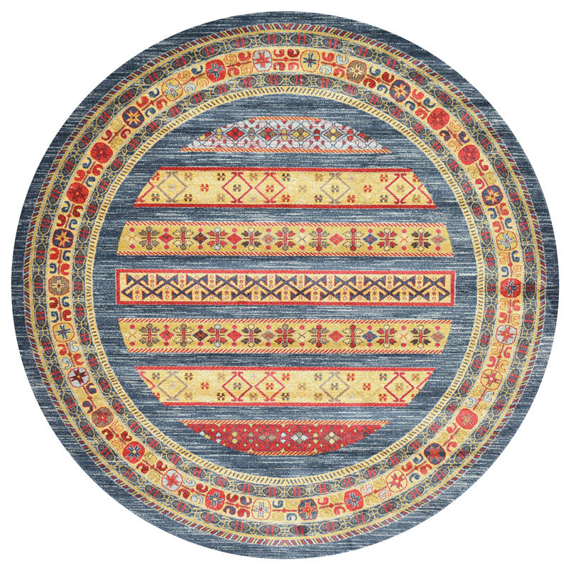 Brown Shabby Chic Rug Polyester Tribal Pattern Carpet Non-Slip Area Rug for Home Decor