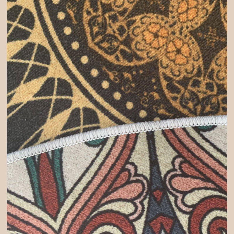 Brown Shabby Chic Rug Polyester Tribal Pattern Carpet Non-Slip Area Rug for Home Decor