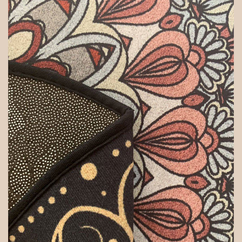 Brown Shabby Chic Rug Polyester Tribal Pattern Carpet Non-Slip Area Rug for Home Decor