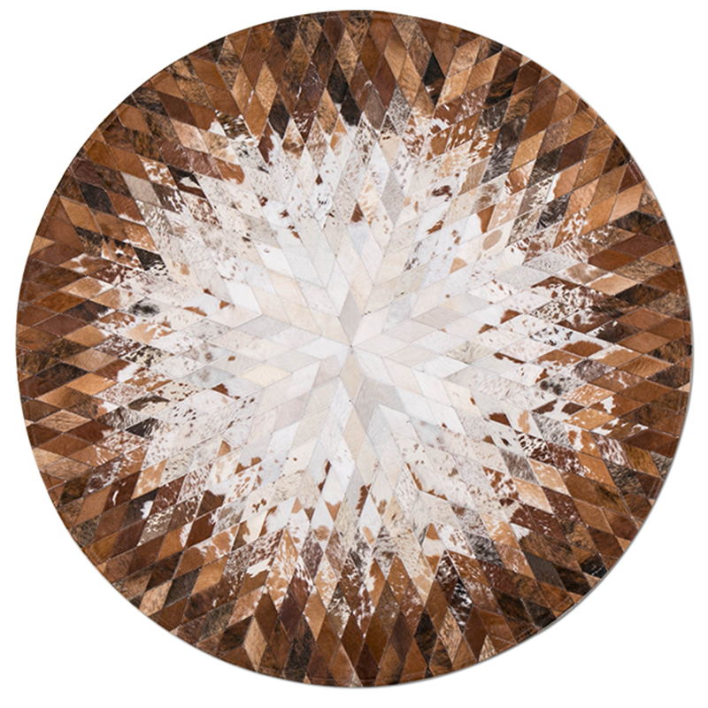 Fancy Pink Geometric Pattern Area Rug Cowhide Area Carpet Anti-Slip Washable Rug for Living Room