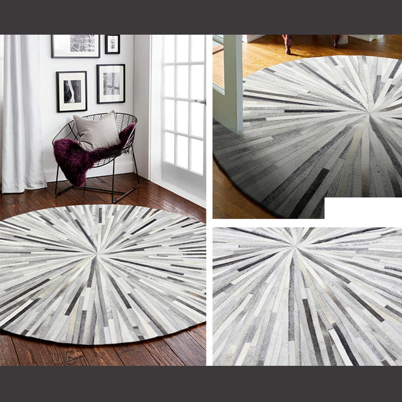 Fancy Pink Geometric Pattern Area Rug Cowhide Area Carpet Anti-Slip Washable Rug for Living Room