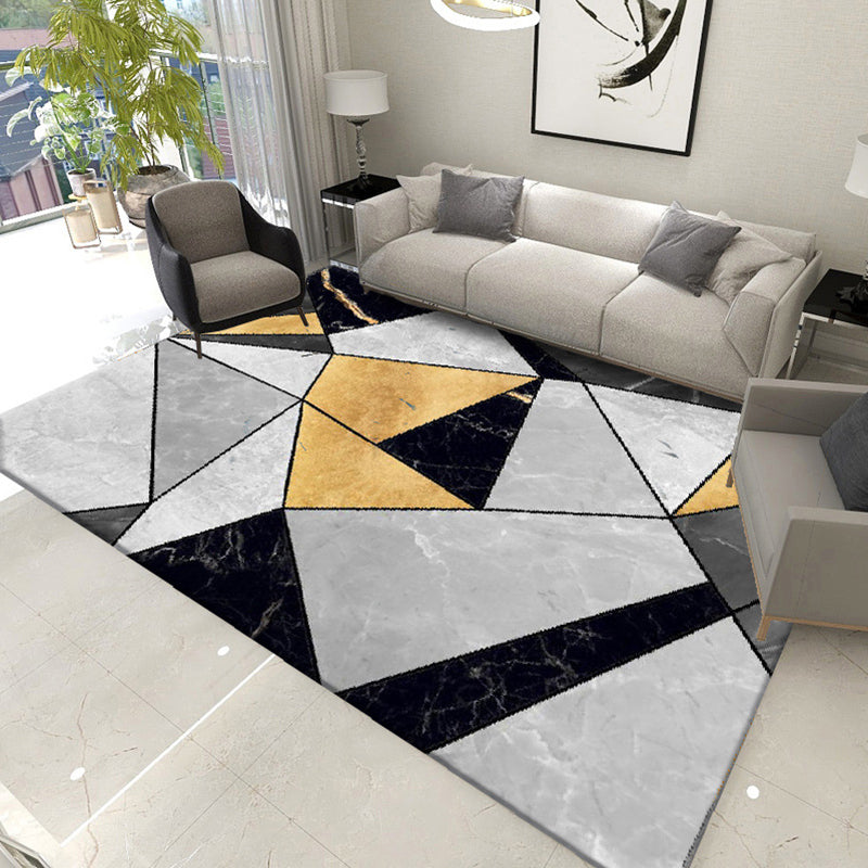 Modern Geometric Indoor Rug Patchwork Simplicity Area Rug Polyester Anti-Slip Carpet for Living Room