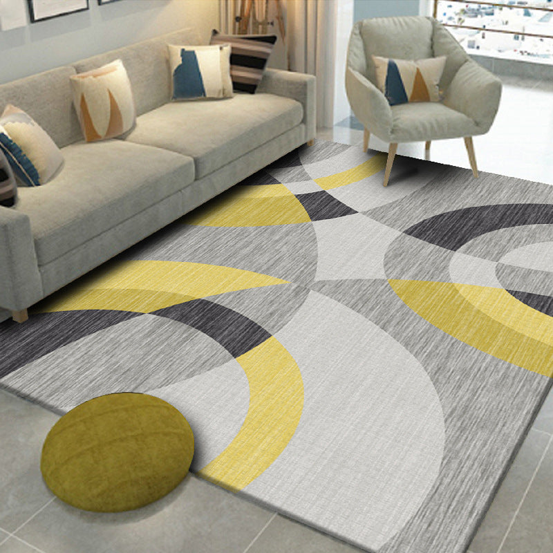 Modern Geometric Indoor Rug Patchwork Simplicity Area Rug Polyester Anti-Slip Carpet for Living Room