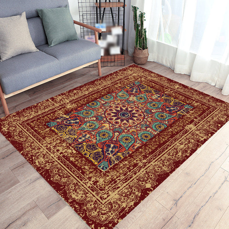 Nostalgia Tribal Pattern Area Rug Polyester Carpet Pet Friendly Indoor Carpet for Home Decoration