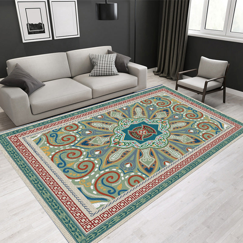 Nostalgia Tribal Pattern Area Rug Polyester Carpet Pet Friendly Indoor Carpet for Home Decoration