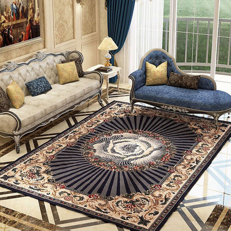 Shabby Chic Red Carpet Antique Pattern Polyester Area Rug Non-Slip Backing Rug for Home Decor