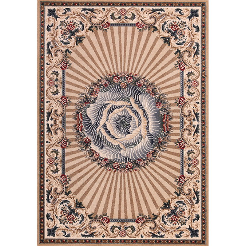 Shabby Chic Red Carpet Antique Pattern Polyester Area Rug Non-Slip Backing Rug for Home Decor