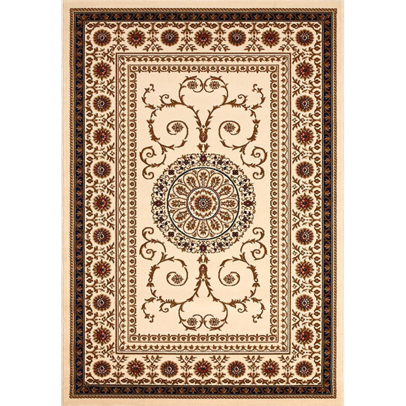 Shabby Chic Red Carpet Antique Pattern Polyester Area Rug Non-Slip Backing Rug for Home Decor