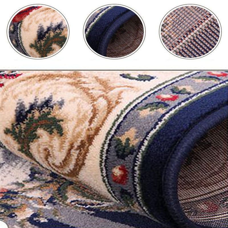Shabby Chic Red Carpet Antique Pattern Polyester Area Rug Non-Slip Backing Rug for Home Decor