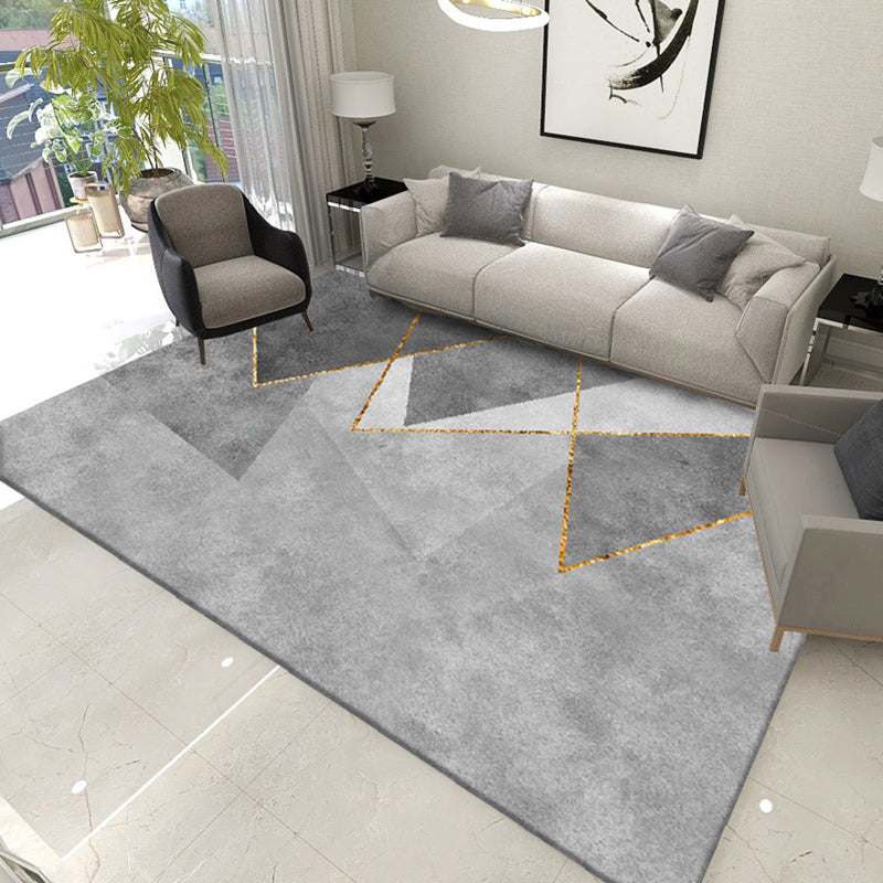 Modern Geometric Indoor Rug Patchwork Polyester Non-Slip Backing Area Carpet for Living Room