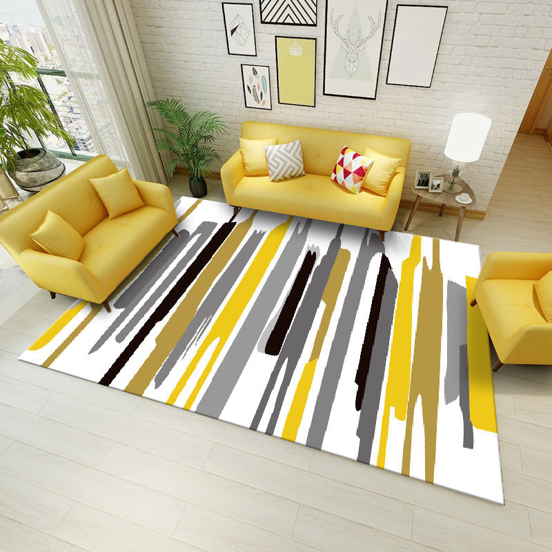 Modern Geometric Indoor Rug Patchwork Polyester Non-Slip Backing Area Carpet for Living Room